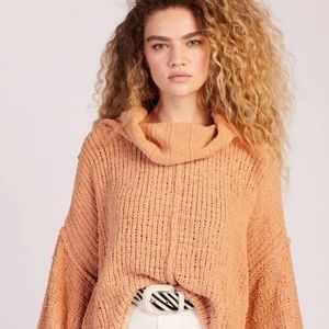 Cozy Free People Be Yours Camel Crop Cowl Neck Pullover Sweater Size Small NWOT